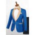 New Arrival Ocean Blue Jacquard Best Fitted Wedding Suits