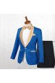 New Arrival Ocean Blue Jacquard Best Fitted Wedding Suits