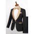 Cool Black One Button Wedding Men Suits with Gold Lapel
