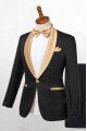 Cool Black One Button Wedding Men Suits with Gold Lapel