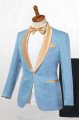 Blue One Button Shawl Lapel Best Fitted Wedding Suits for men