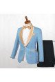 Blue One Button Shawl Lapel Best Fitted Wedding Suits for men