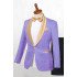 Lavender One Button Jacquard Close Fitting Wedding Tuxedo for Men