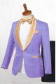 Lavender One Button Jacquard Close Fitting Wedding Tuxedo for Men