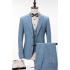 Fashion Blue Linen Suit For Wedding | Peak Lapel Summer Groom and Groomsmen Suits