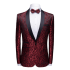 Elegant Burgundy Jacquard Wedding Tuxedos | Shawl Lapel Black Satin Men Prom Suits