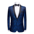 Stylish Royal Blue Jacquard Prom Suits | Shawl Lapel Black Satin Wedding Tuxedos