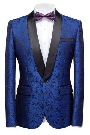 Fashion Royal Blue Best Fitted One Button Jacquard Wedding Men Suits Fashion Royal Blue Best Fitted One Button Jacquard Wedding Men Suits
