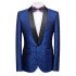Fashion Royal Blue Best Fitted One Button Jacquard Wedding Men Suits