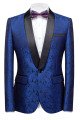 Fashion Royal Blue Best Fitted One Button Jacquard Wedding Men Suits