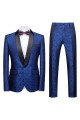 Fashion Royal Blue Best Fitted One Button Jacquard Wedding Men Suits