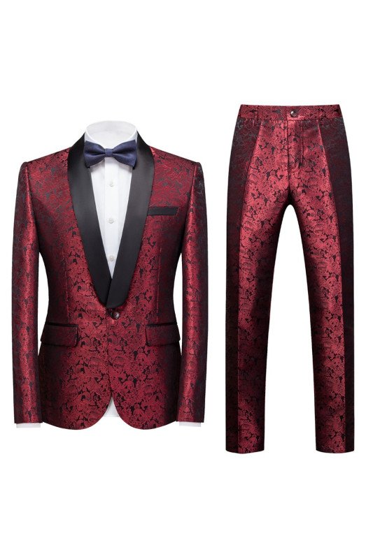 Fashion Ruby Best Fitted Jacquard Wedding Men Suits