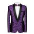 Fashion Purple Jacquard Best Fitted Black Lapel Wedding Suits for Men
