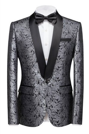 Silver Shawl Lapel Fashion One Button Jacquard Weddig Tuxedo for Men Silver Shawl Lapel Fashion One Button Jacquard Weddig Tuxedo for Men
