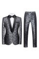 Silver Shawl Lapel Fashion One Button Jacquard Weddig Tuxedo for Men