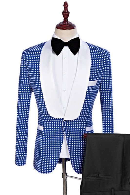 New Arrival Blue One Button Shawl Lapel Wedding Tuxedo for Men