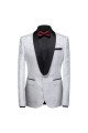 Newest White Jacquard One Buttons Slim Fit Wedding Men Suits