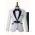 Cool White Jacquard Slim Fit Knitted Button Chic Wedding Suit
