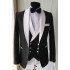 White Lapel Shawl Lapel Classic 3 Piece Black Wedding Suit for Formal