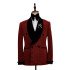 Bespoke Sparkle Red Black Shawl Lapel Double Breasted Chic Wedding Men Suits