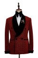 Bespoke Sparkle Red Black Shawl Lapel Double Breasted Chic Wedding Men Suits