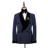 Elegant  Sparkle Dark Navy Black Shawl Lapel Double Breasted Wedding Suits