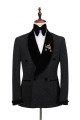 Gorgeous Shawl Lapel Double Breasted Sparkle Black Wedding Suits