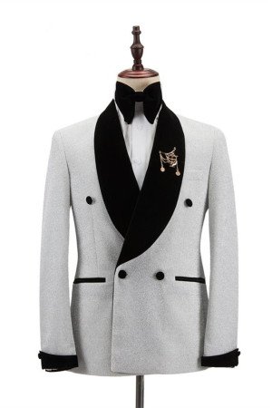 Chic Sparkle Black Shawl Lapel Double Breasted Wedding Groom Men Suits Chic Sparkle Black Shawl Lapel Double Breasted Wedding Groom Men Suits