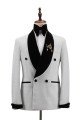Chic Sparkle Black Shawl Lapel Double Breasted Wedding Groom Men Suits