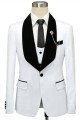 Newest White Jacquard One Button Wedding Men Suits with Black Lapel