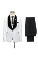 Newest White Jacquard One Button Wedding Men Suits with Black Lapel