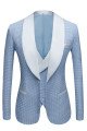 Best Fitted Sky Blue Chic Dot Wedding Groom Suits with Shawl Lapel