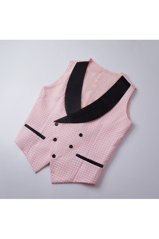 Best Fitted Pink Shawl Lapel Dot Wedding Men Suits