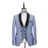 Cool Light Blue Stitching Black Shawl Lapel One Button Men Suit for Wedding