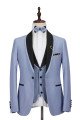 Cool Light Blue Stitching Black Shawl Lapel One Button Men Suit for Wedding