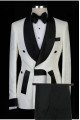 Modern White Jacquard Shawl Lapel Chic Men Suits for Wedding