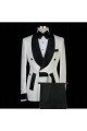 Modern White Jacquard Shawl Lapel Chic Men Suits for Wedding