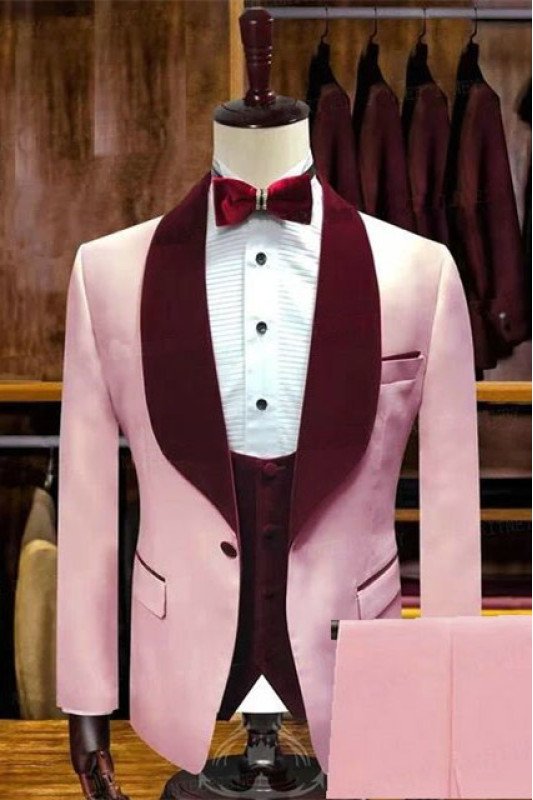 Tyson Candy Pink Stylsih Shawl Lapel Best Fitted Men Suits for Wedding
