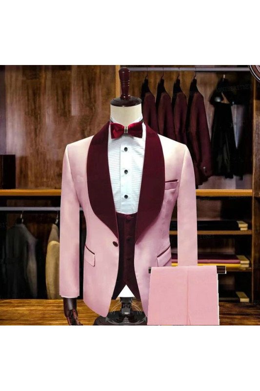 Tyson Candy Pink Stylsih Shawl Lapel Best Fitted Men Suits for Wedding