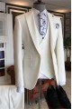 Caiden White 3-Piece Peaked Lapel Bespoke Men Suits for Wedding