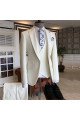 Caiden White 3-Piece Peaked Lapel Bespoke Men Suits for Wedding