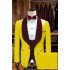 Chic Yellow One Button Wedding Groom Suits with Velvet Lapel