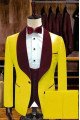 Chic Yellow One Button Wedding Groom Suits with Velvet Lapel