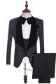 ModernBlack Jacquard Three-Pieces Shawl Lapel Wedding Suits for Men