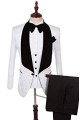 Newest White 3-Piece Chic Jacquard Shawl Lapel Wedding Suits