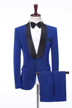 Stylish Royal Blue Shawl Lapel Shiny Best Fitted Wedding Men Suits Stylish Royal Blue Shawl Lapel Shiny Best Fitted Wedding Men Suits