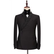 Modern Sparkly Shawl Lapel Black One Button Wedding Suits Modern Sparkly Shawl Lapel Black One Button Wedding Suits
