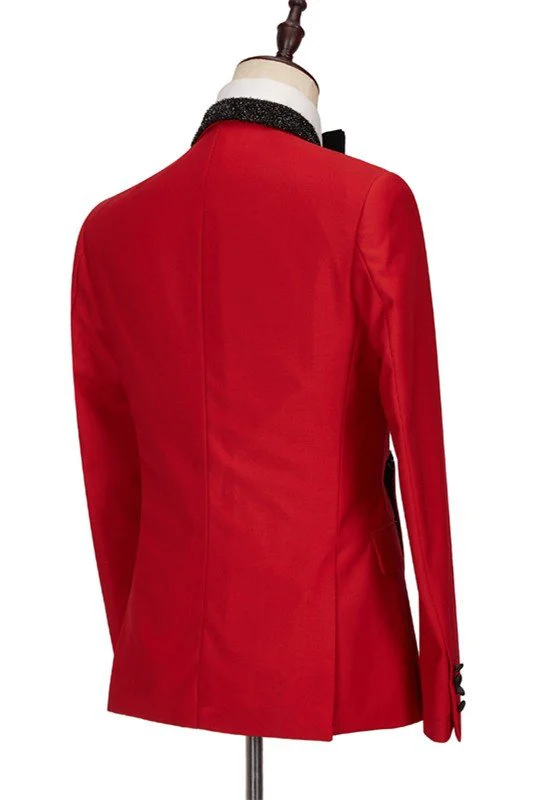 Bespoke Red Shawl Lapel Chic Best Fitted Men Suits for Men Bespoke Red Shawl Lapel Chic Best Fitted Men Suits for Men