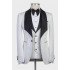 New Arrival White 3-Pieces Jacaquard Wedding Groom Suits with Black Shawl Lapel