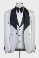 New Arrival White 3-Pieces Jacaquard Wedding Groom Suits with Black Shawl Lapel